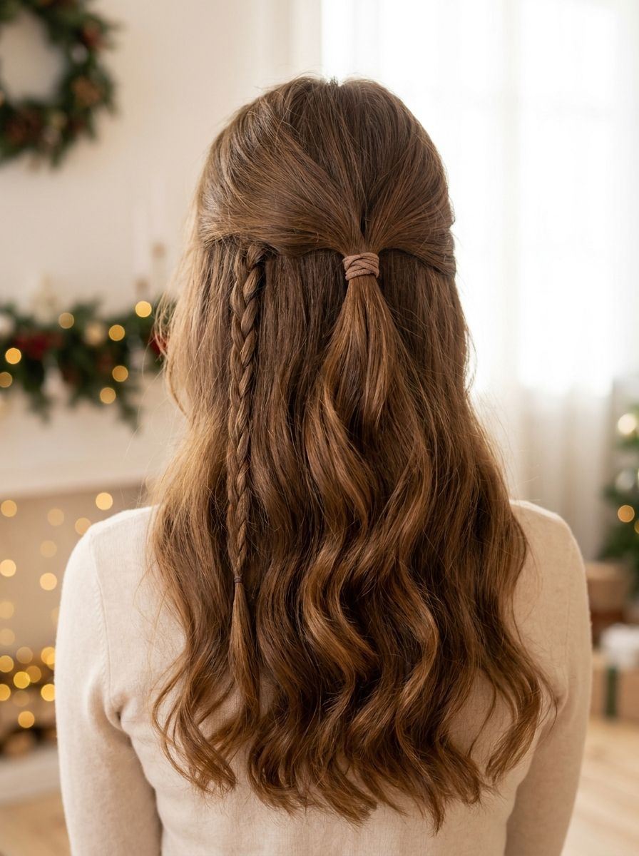 Half-Up mit feinem Flechtdetail - Frisuren zur Konfirmation